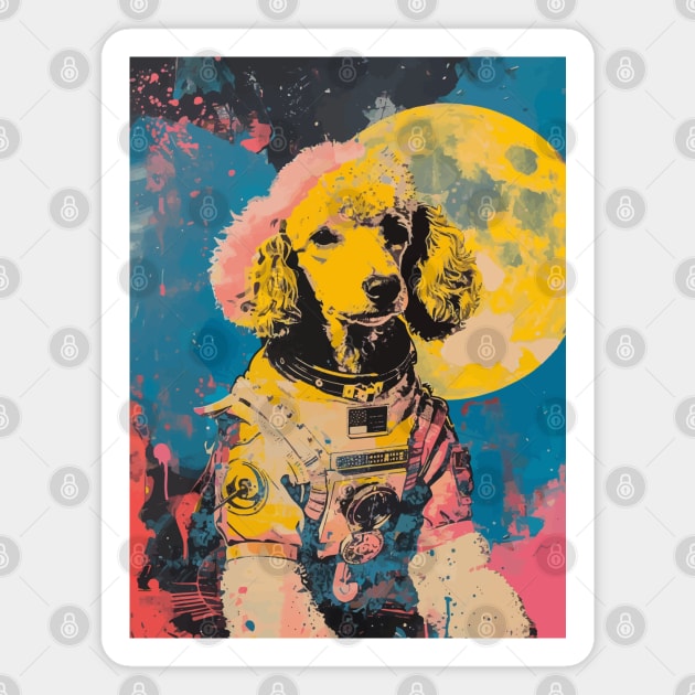 Vintage and vivid royal poodle dog astronaut portrait Magnet by etherElric